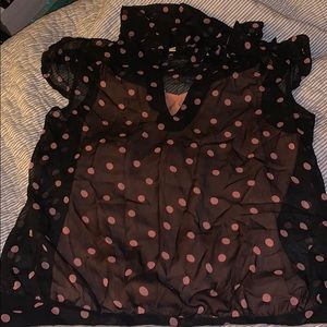 DKNY Jeans polka dot tie neck top